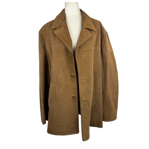 J Crew Vintage Heavy Duty Suede Leather Hunting Brown Jacket Thinsulate Large - Picture 2 of 15